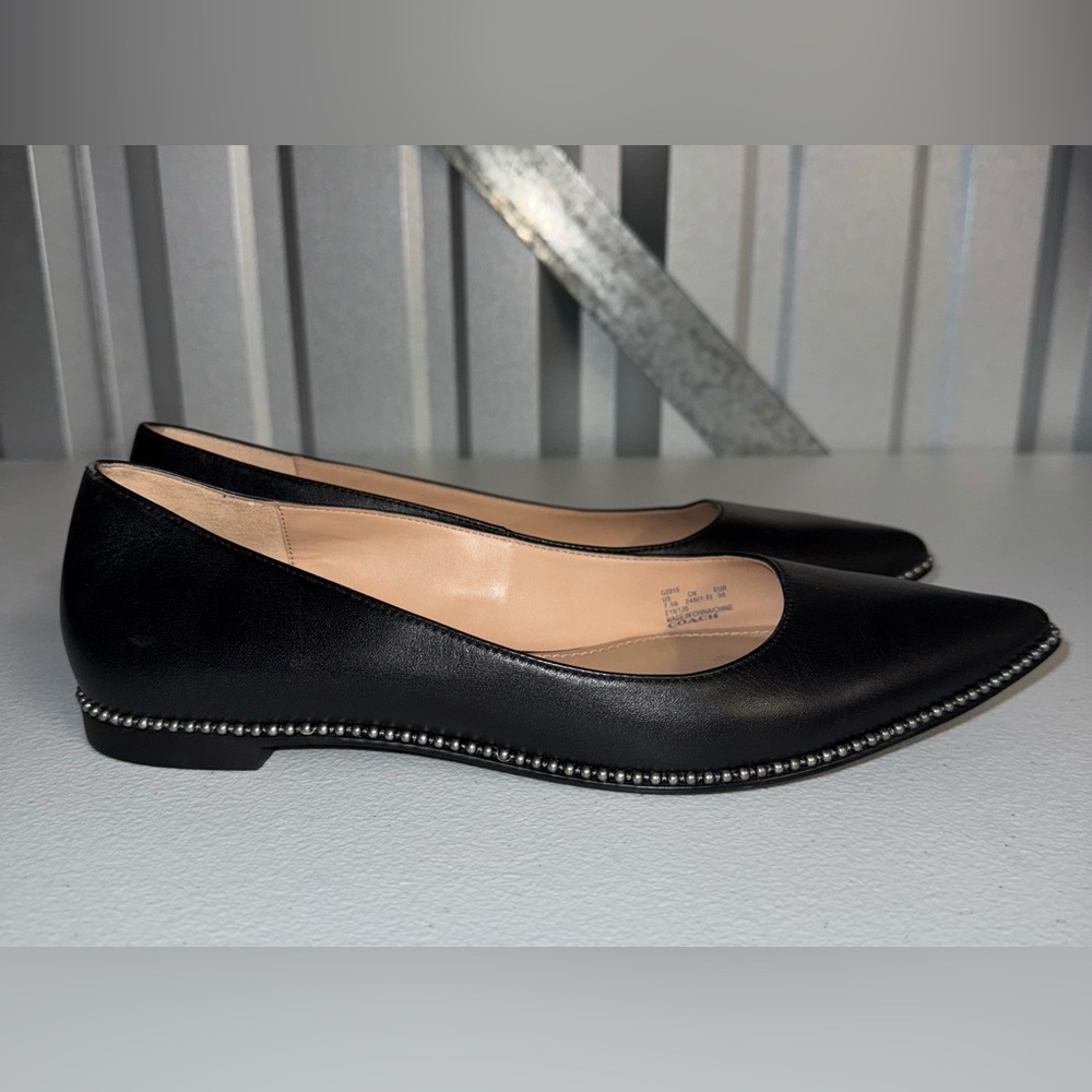 Coach Viviana Beadchain skimmer flats in black leather Size 7.5